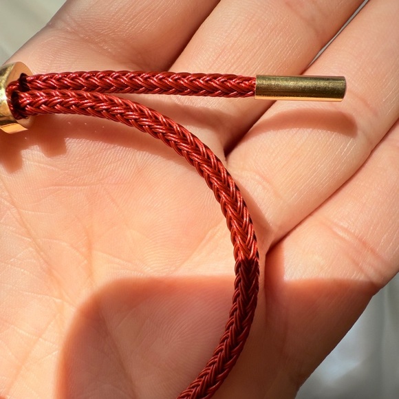 Adjustable wire bracket 
Red and Gold Braided Bracelet - Picture 4 of 10
